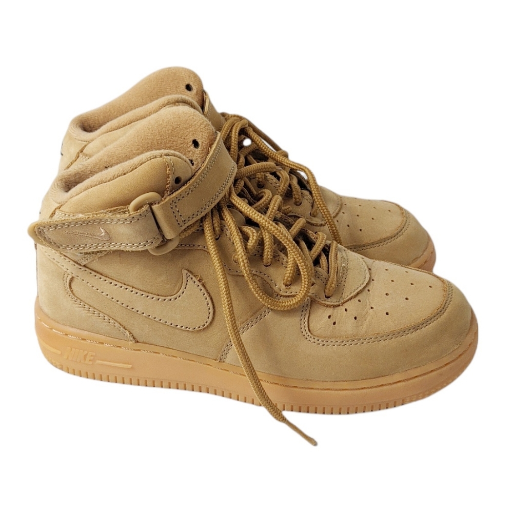 NIKE Air Force Ones Youth Size 3Y Big Boys Wheat - Outdoor Green